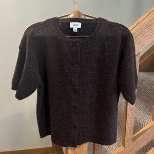 CeCe Dark Brown Button-Up Top